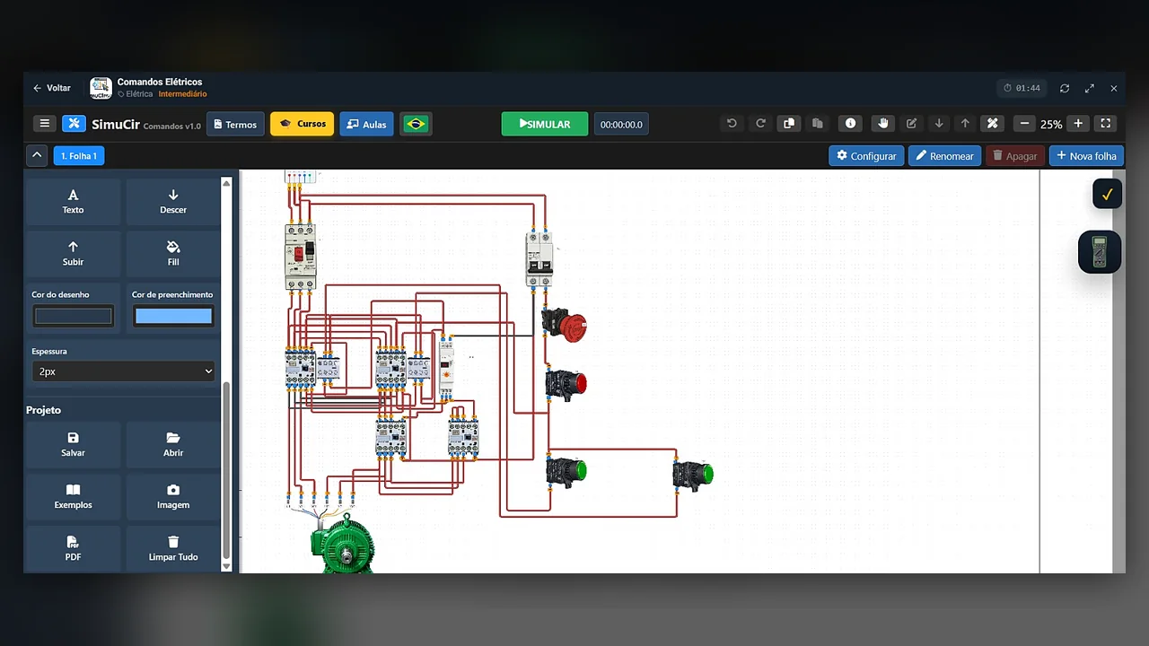 Comandos Elétricos — Comando com contatores, botoeiras e sinaleiros