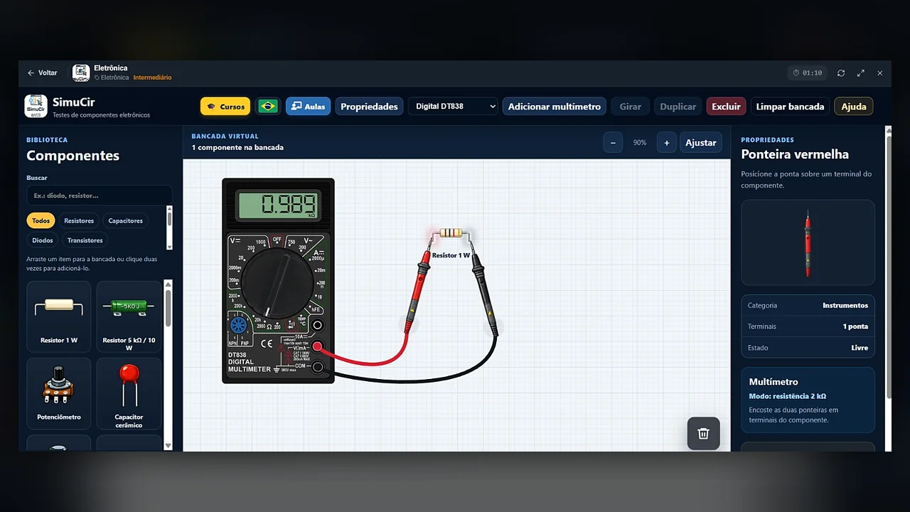 Eletrônica — Bancada virtual com multímetro digital